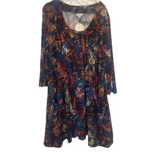 Zim & Zoe Women’s Colorful Malerie Tunic 3/4 Sleeve Pockets Stretch Sz 22/24 NEW